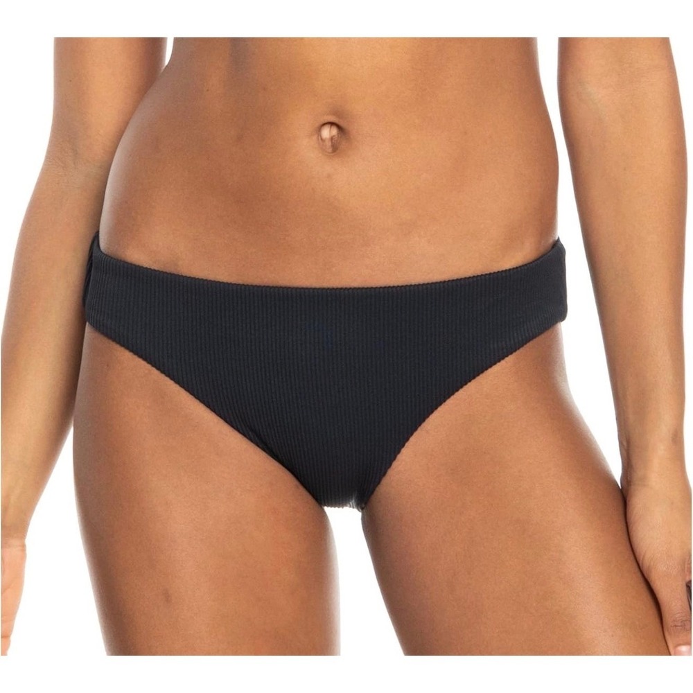 NWT Roxy Love The Comber Ribbed Bikini Bottom Black Hipster Swim Medium